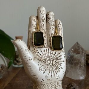 Elegant Green and Gold Earrings with Minimalist Design